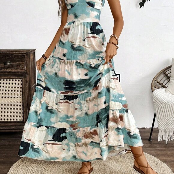 Multicolor Boho Women's Summer Floral Print Maxi Dress - Picture 5 of 6
